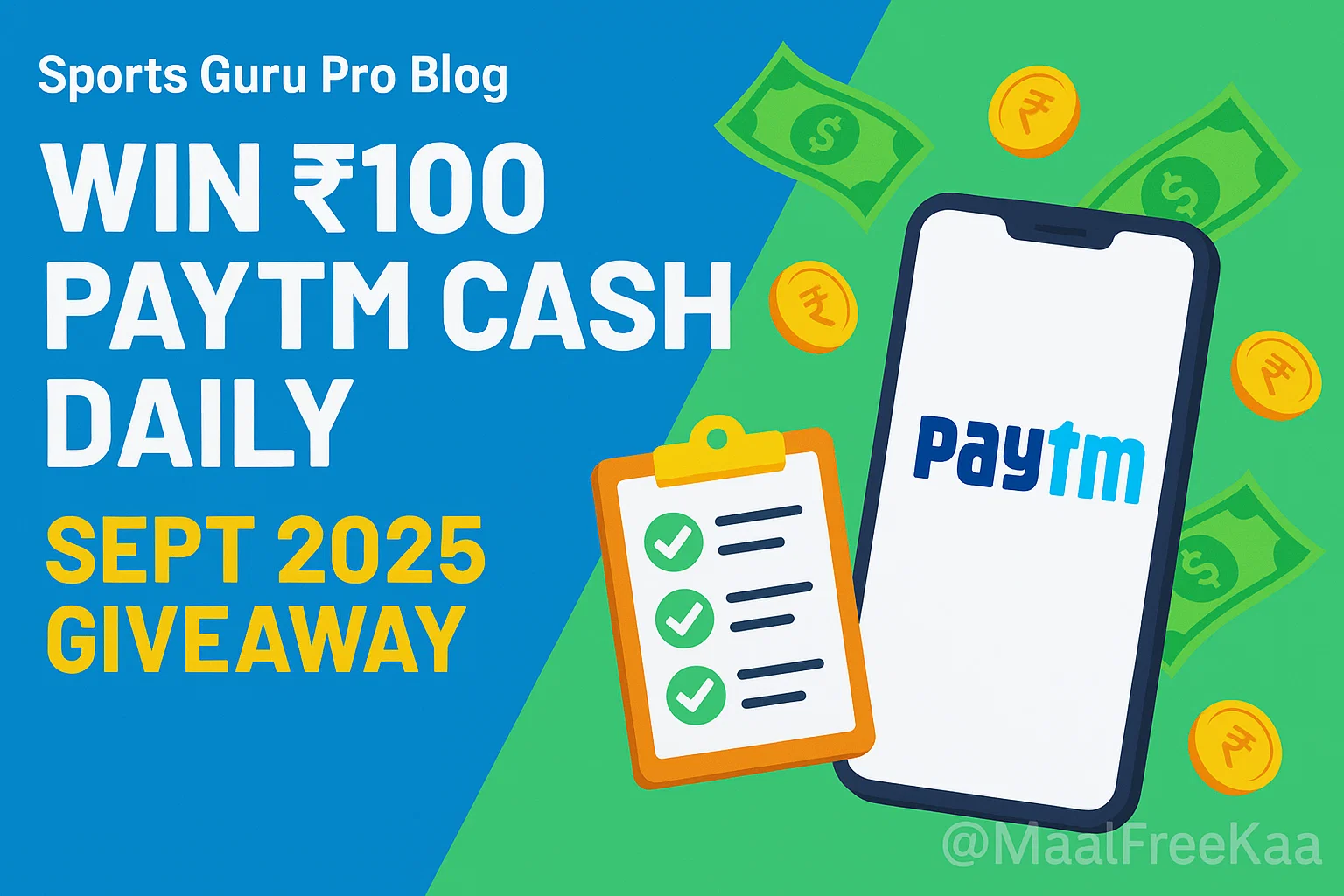 Sports Guru Pro Blog ₹100 INR Giveaway Paytm Cash