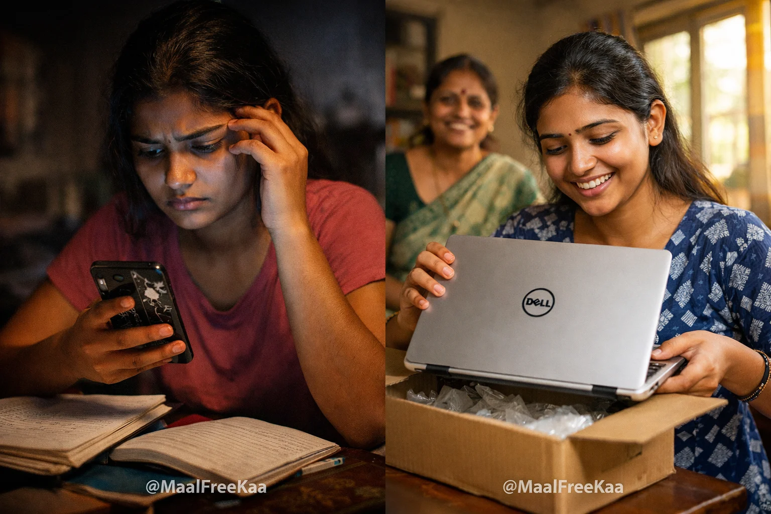 Indian student unboxing free Dell laptop won through giveaway contest in India 2026