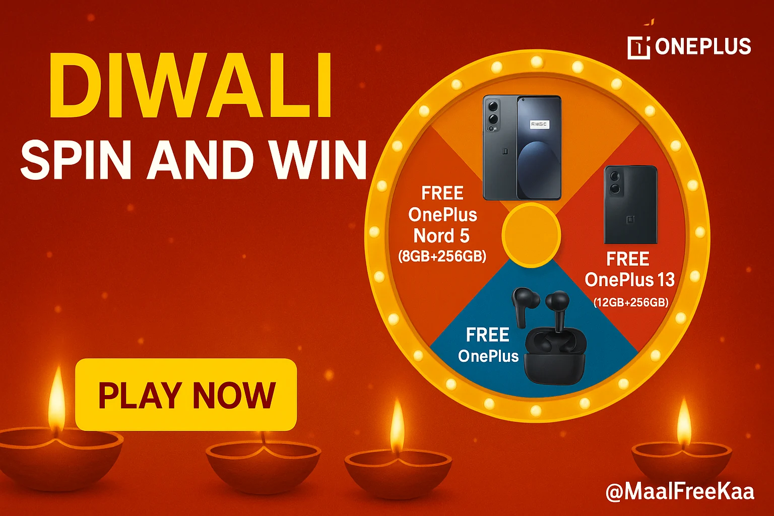 Win Free OnePlus 13 in Diwali Spin and Win
