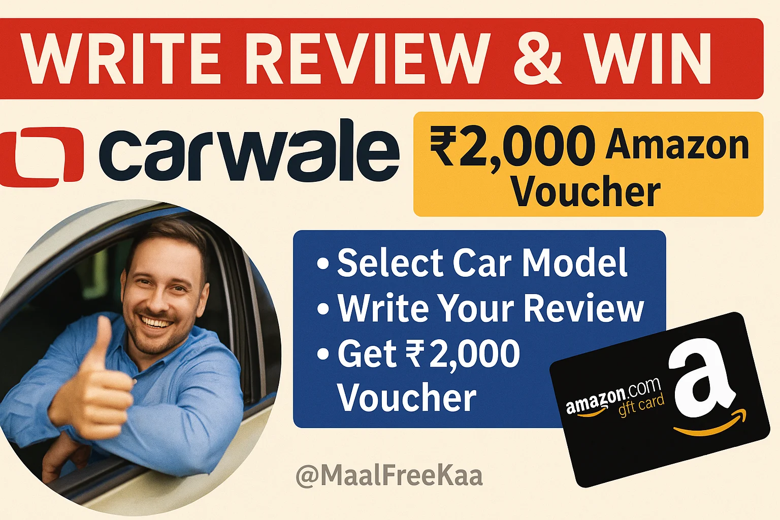 CarWale Review & Earn Contest 2025 – Win Amazon Vouche