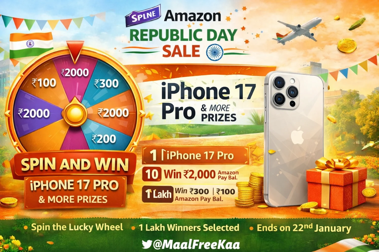 Amazon Republic Day Sale Spin and Win banner in Funzone