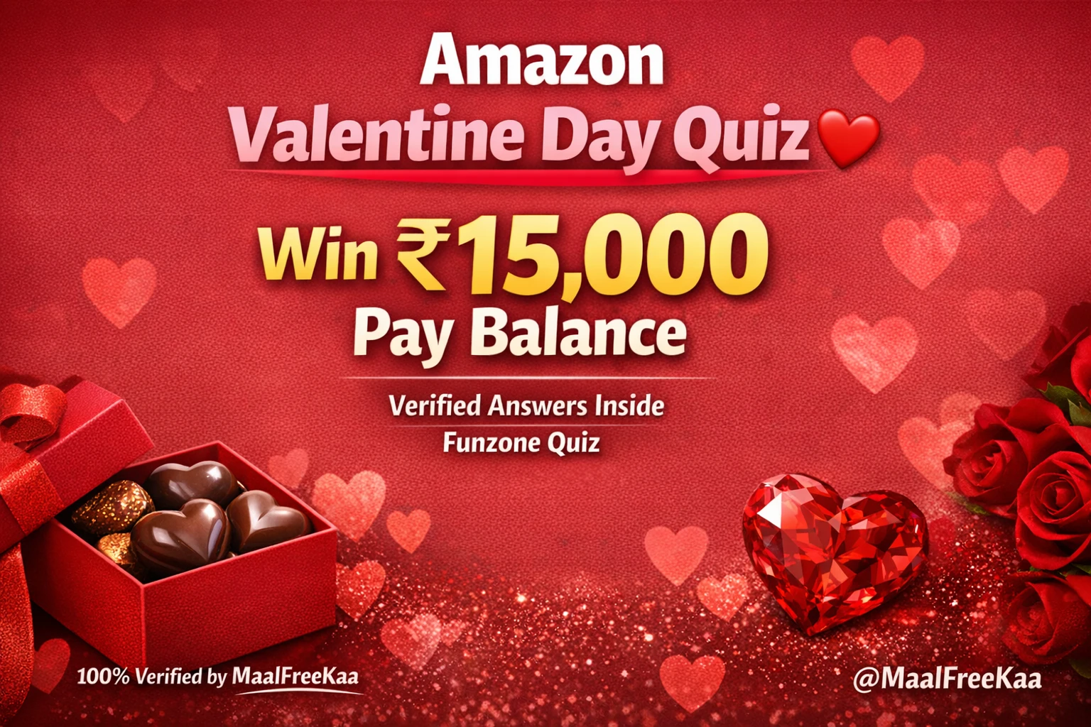 Amazon Valentine Day Quiz answers showing correct options to win ₹15,000 Amazon Pay Balance