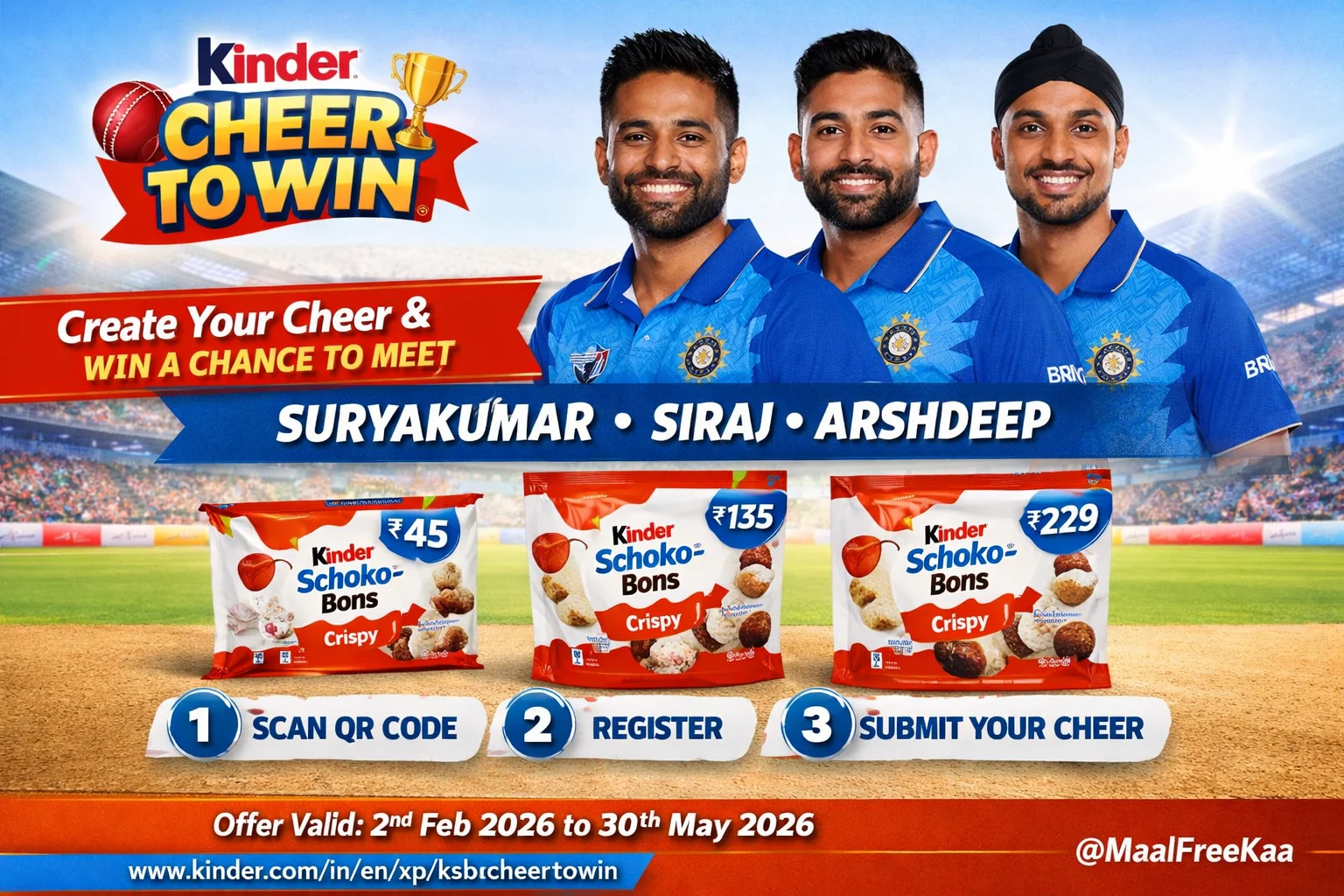 Kinder Schoko Bons Crispy Cheer to Win promo pack with QR code