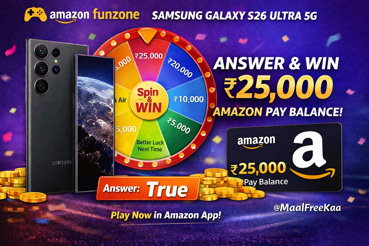 Amazon Samsung Galaxy S26 Ultra Spin and Win contest answer