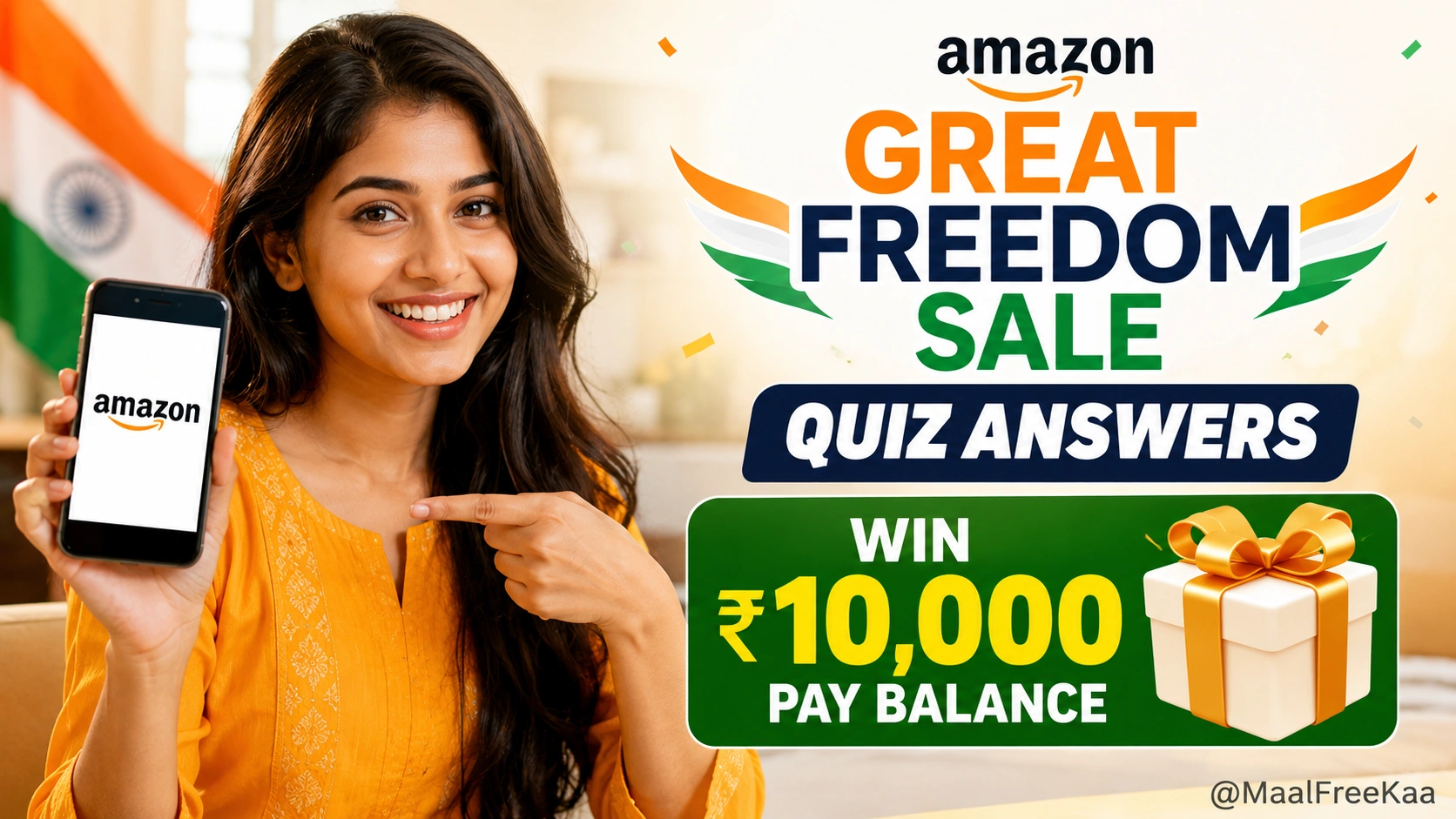 Great Freedom Sale Quiz Answers on Amazon Funzone app showing HDFC Bank offer and Sony Headphones prize banner