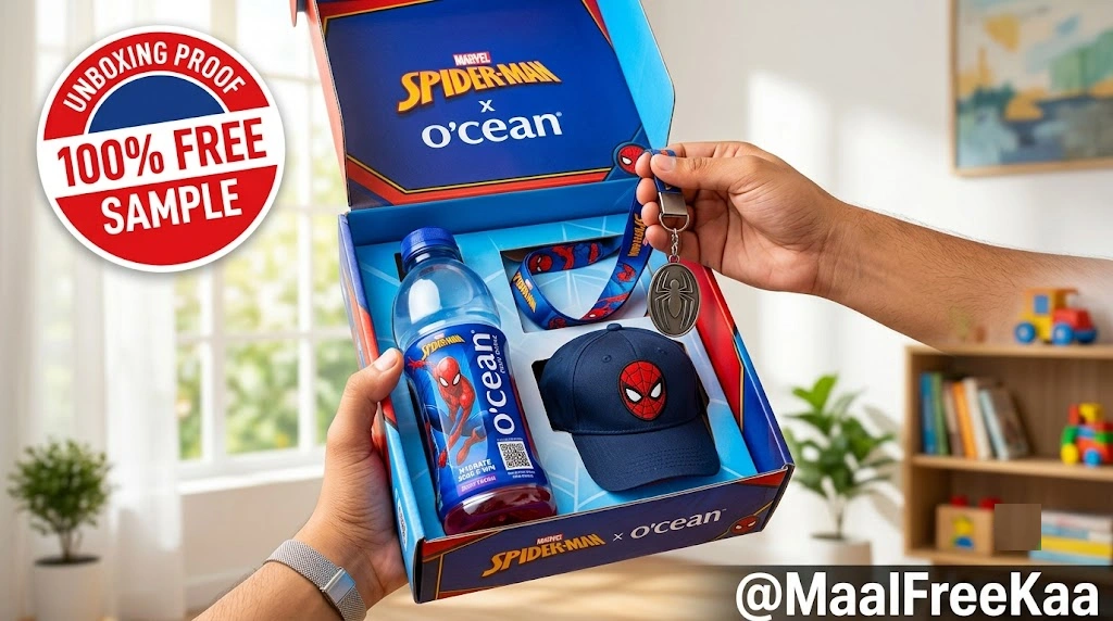 Customer participating in the Spider-Man x O’cean Hydrate-Scan-Win campaign to win exclusive merchandise and a PS5