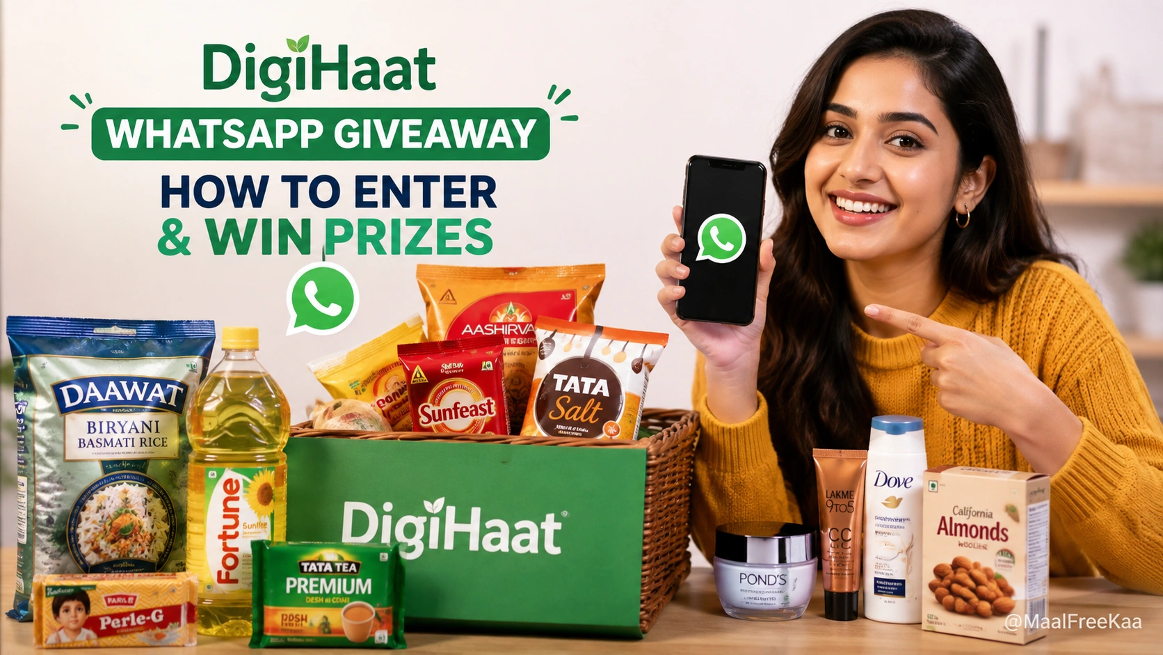DigiHaat Deals WhatsApp Giveaway participation guide with giveaway choices