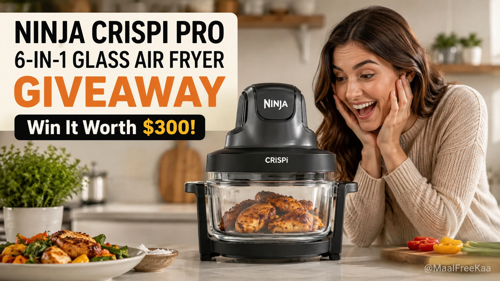 Ninja Crispi Pro 6-in-1 Glass Air Fryer giveaway banner hosted on Gleam