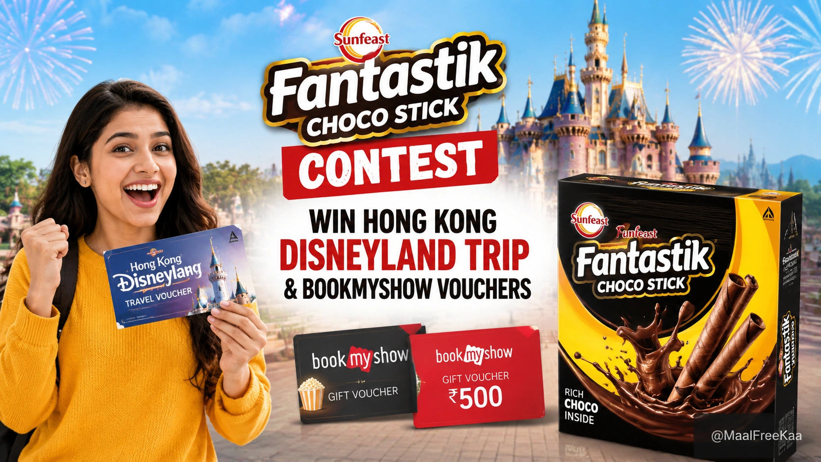 Sunfeast Fantastik Choco Stick Unlock Your Fantastik Spider-Man contest banner showing prizes.