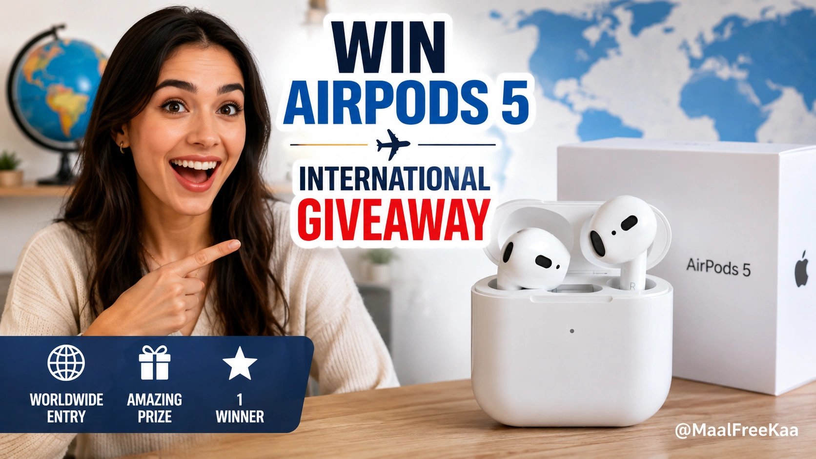 AirPods 5 contest image showing free wireless earbuds giveaway details
