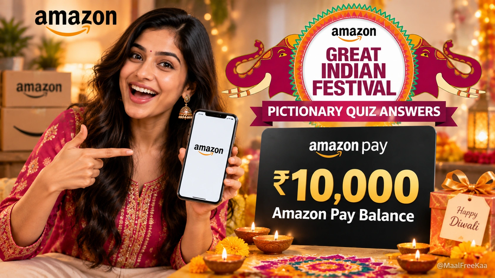Amazon Great Indian Festival Pictionary Quiz Answers 2026 with ₹10,000 Amazon Pay Balance prize