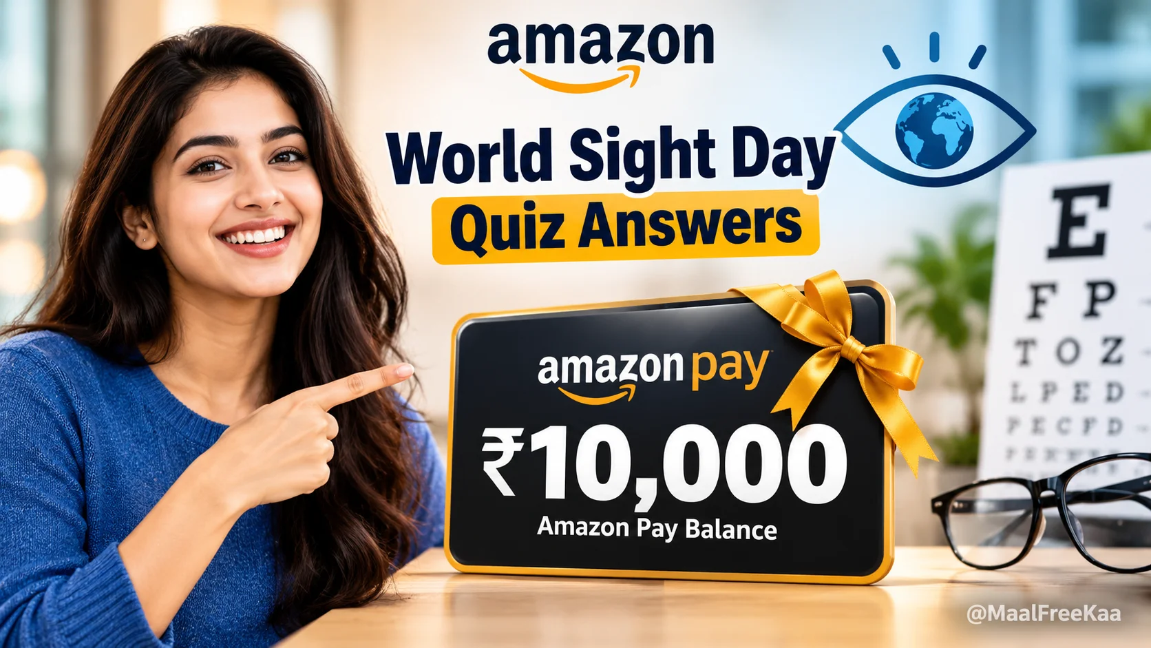 Amazon World Sight Day Quiz answers banner on Amazon Funzone app