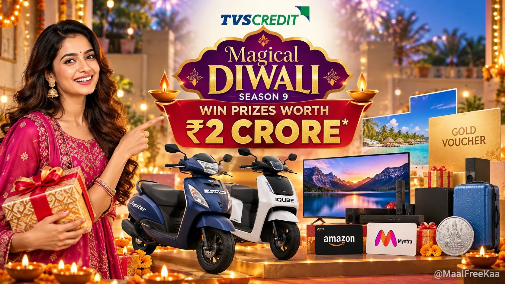 TVS Credit Magical Diwali Season 9 contest featuring advertised prizes and participation information